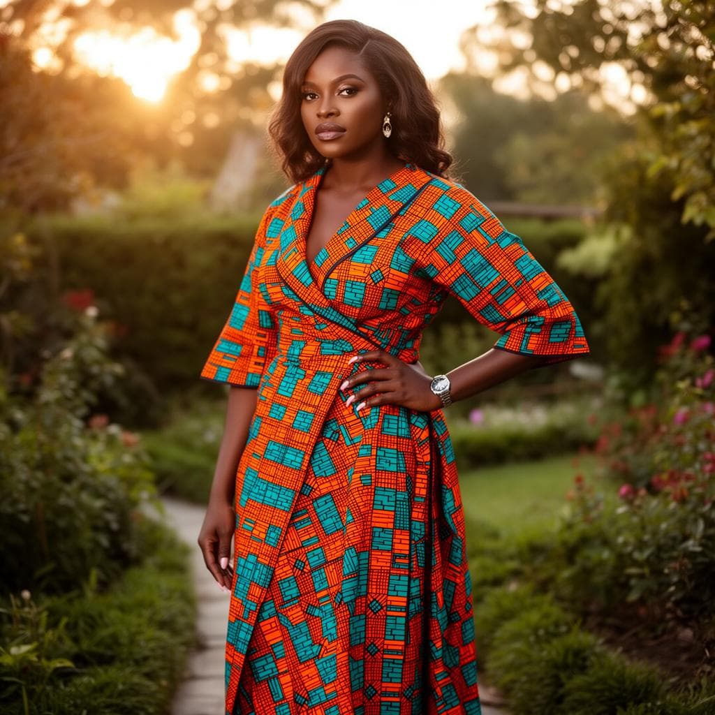 Nachie Maridadi Client in luxury Ankara gown