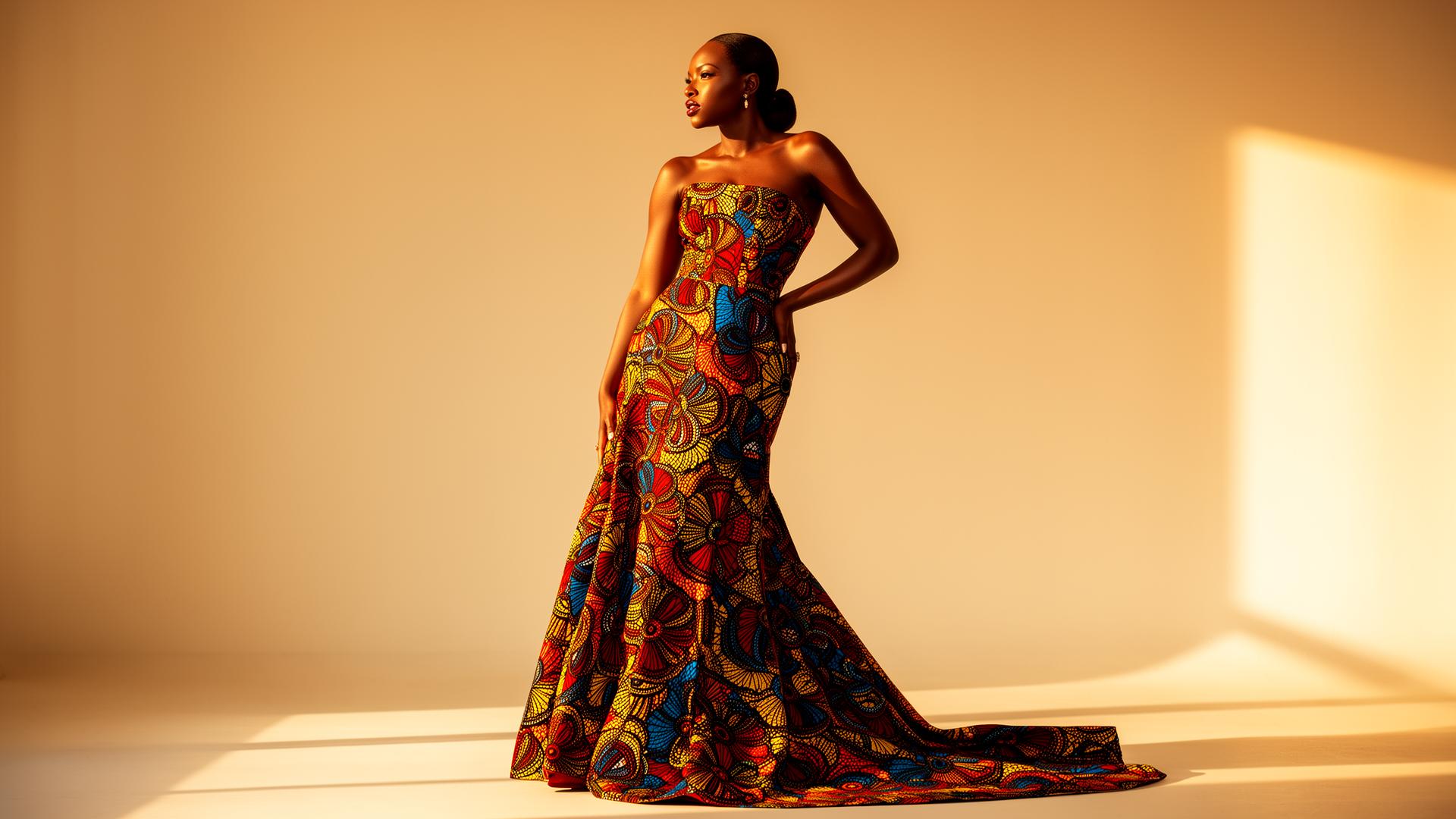 Elegant African woman in custom Ankara dress